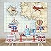 7x5ft Photography Background Marine Theme Airplane Vintage Nautical Hot Air Balloon Map Backdrops for Photography Boys Girls Kids Children Birthday Party Photo Background for Pictures