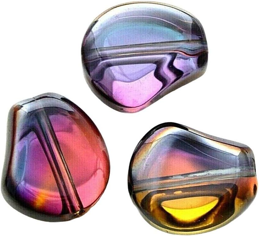 20 Celestial Crystal 17mm Purple AB Hyacinth Bean Focal Glass Beads
