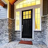 Door Mat Indoor/Outdoor Welcome Mat- Nonslip Rubber with Low Profile, Modern Design for Patio, Garage, Front Entrance by Bedford Home (Red, 17.5 x 29)