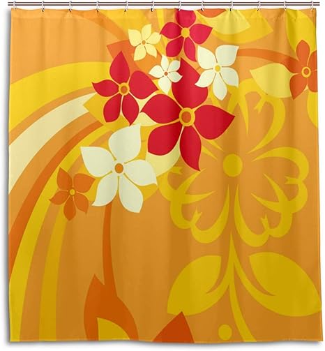 Amazon シャワーカーテン バスカーテン リング付き 間仕切り おしゃれ 167 1cm 防カビ 防水 オレンジ 花柄 お風呂カーテン 目隠し 浴室 遮光 洗わえる シャワーカーテン ホーム キッチン オンライン通販