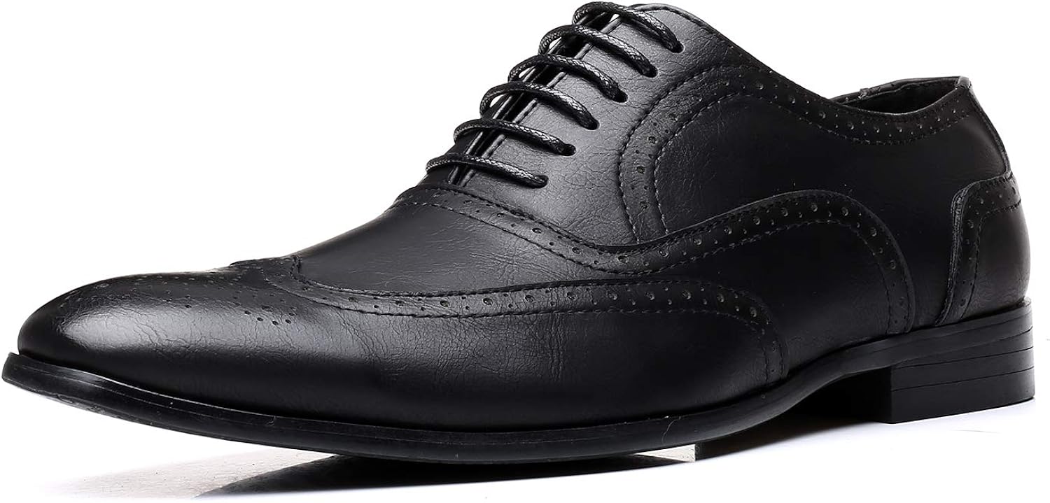 Jumuland Mens Business Leather Dress Shoes Classic Modern Pointed Toe Lace up Oxford for Men