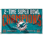 Miami Dolphins 2X and 2 Time Super Bowl Champions Flag Outdoor Indoor 3x5 Foot Banner