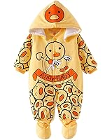 Baby Winter Overall Mit Kapuze - Flanell Strampelanzug Mit Füßchen Für Jungen & Mädchen 0-12 Monate