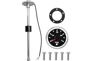 EMIHO 240-33ohm 10"/250mm Fuel Sending Unit with Gauge for Marine Boat RV Truck Car, Stainless Steel 316 Fuel Sender Fuel Lev