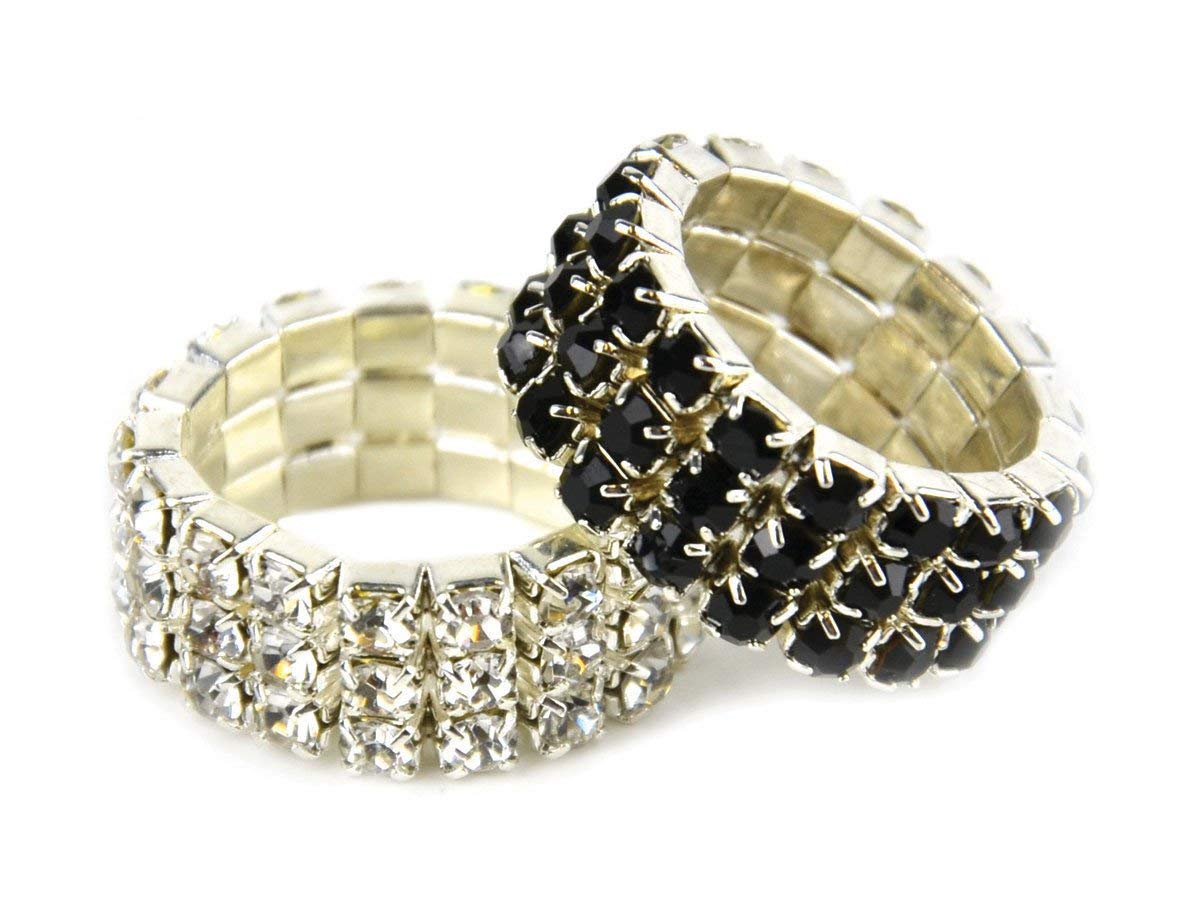 Lincoln Diamante Plaiting Bands Black 5 per bag