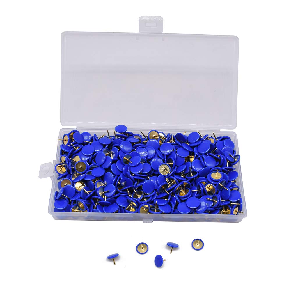 YOFASEN Pack of 500 Drawing Pins Coloured - 10 x 9MM Thumb Tacks Push Pins for Wall Maps, Photos - Assorted Colour, Blue/500PCS