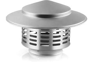 Fardtry 3 Inch 304 Stainless Steel Chimney Cap, Round Chimney Cover with Screen, Stove Pipe Topper for Exterior Fireplace Flue, Furnace Vent (Silver)