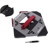 Milescraft 1232 Corner Cut - Woodworking Corner Radius and Chamfer Router Jig &ndash; Use with Handheld Router or Router Table &ndash; 8 Profiles with Built-In Storage. Double Bearing &frac12;&rdquo; Router Bit Included.