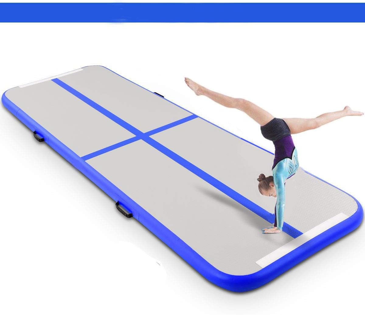 10ft/13ft/16ft/20ft/23ft/26ft Inflatable Gymnastics Airtrack Tumbling Mat Air Track Floor Mats with Electric Air Pump for Home Use/Training/Cheerleading/Beach/Park and Water (Black, 10X3.3X0.33 FT)
