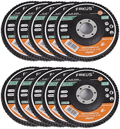 Fokus 10 PACK 4-1/2''x 7/8'' Premium Zirconia Flap Disc Grinding Wheel Type 29 Angel Grinder (Grit 40#)