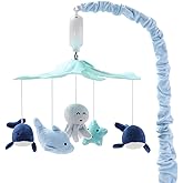 The Peanutshell Crib Mobile for Boys or Girls - Light and Dark Blue Musical Baby Crib Mobile with 12 Lullabies, Ocean Baby Nautical Nursery Decor