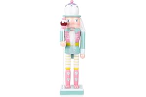 VALICLUD Christmas Nutcrackers Figures Pink Nutcracker Ornament Green Pink Nutcracker Pastel Christmas Decorations 25cm/10inch