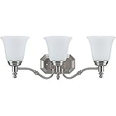 Aspen Creative 62022-2, Three-Light Metal Bathroom Vanity Wall Light Fixture, 23" Wide, Transitional Design in Satin Nickel w