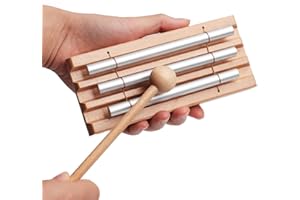 AEMROVI 3-Tone Hand Chime with Mallet - Handheld Percussion Instrument with Mallet for Mindfulness, Yoga, Classroom Management and Focus Training