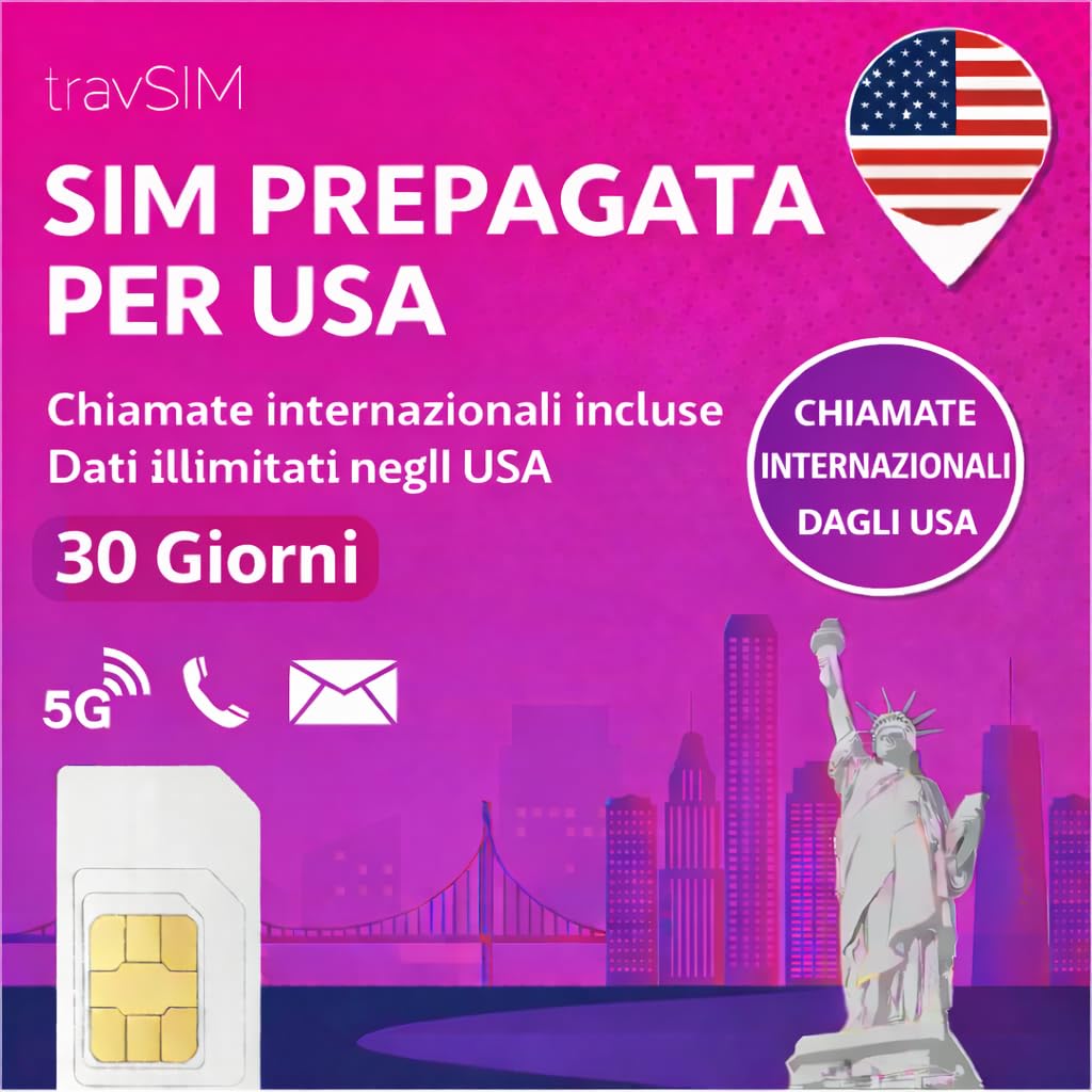 travSIM USA SIM card | Uses the T-Mobile Network | 50GB data, unlimited national calls & texts | USA SIM card also has unlimited calls to 30+ countries from the USA | USA SIM card 30 days