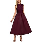 Miusol Women's Retro Half Collar Sleeveless with Pocket Casual Swing Dress