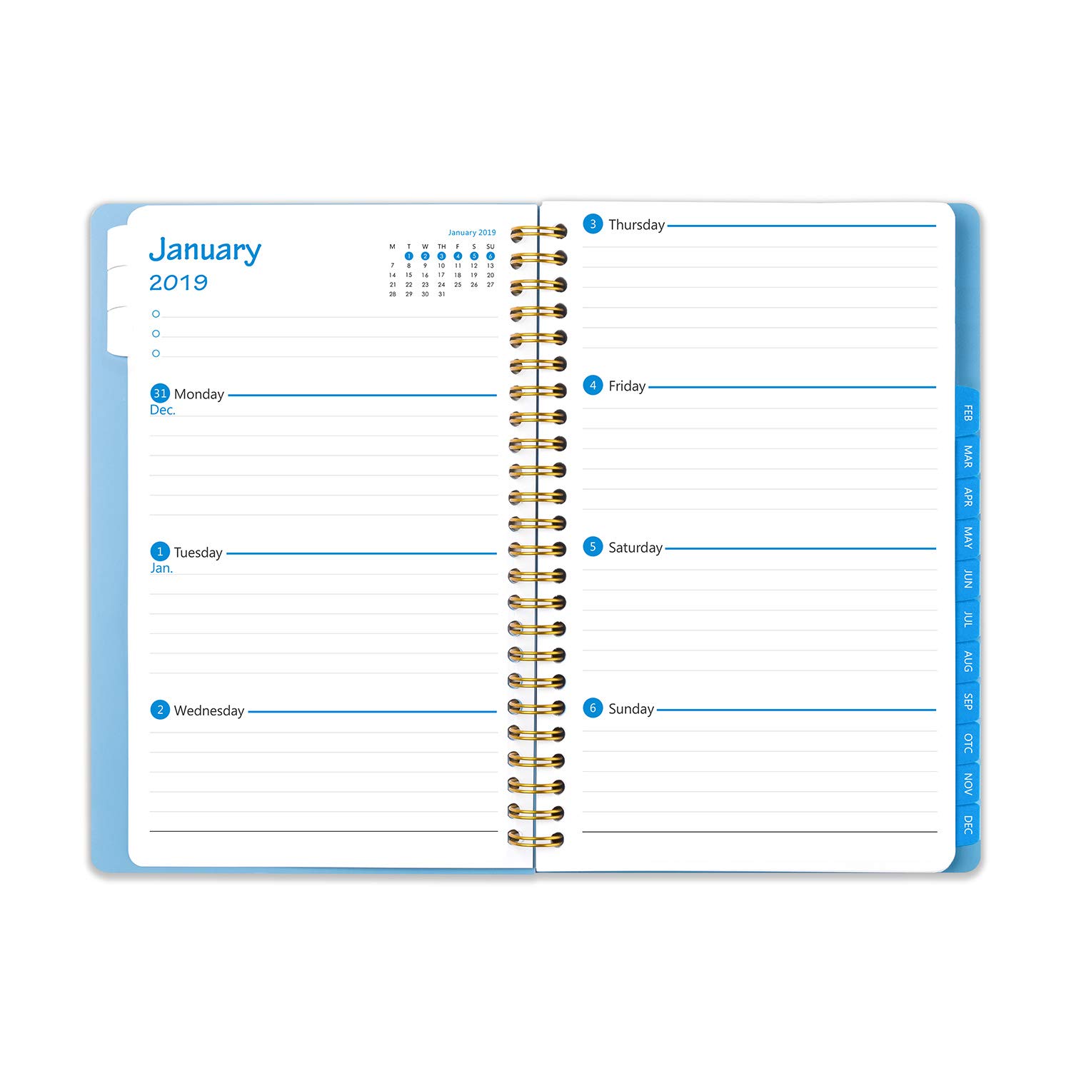 2019 Weekly Planner (Nov 2018 –Dec 2019) Hardcover Daily Monthly Yearly Calendar Schedule Notebook and Organizer, 5.5 x 8”