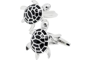 Jonwo Men's Cuff Links for French Black Turtle Tuxedo Shirt Stainless Brass Metal Shirt Buttons Cufflinks Anniversary In Gift