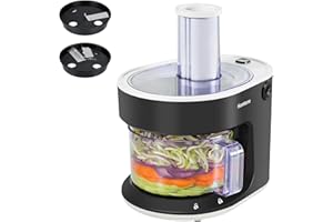 Homtone 4-in-1 Electric Spiralizer for Veggie Noodles, 6 Cup Electric Slicer for Vegetables and Fruit, Making Zucchini Spiral