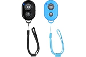 Wireless Camera Remote Shutter for Smartphones (2 Pack), Zttopo Wireless Phone Camera Remote Control Compatible with iPhone/Android Cell Phone - Wrist Strap Included Black&Blue