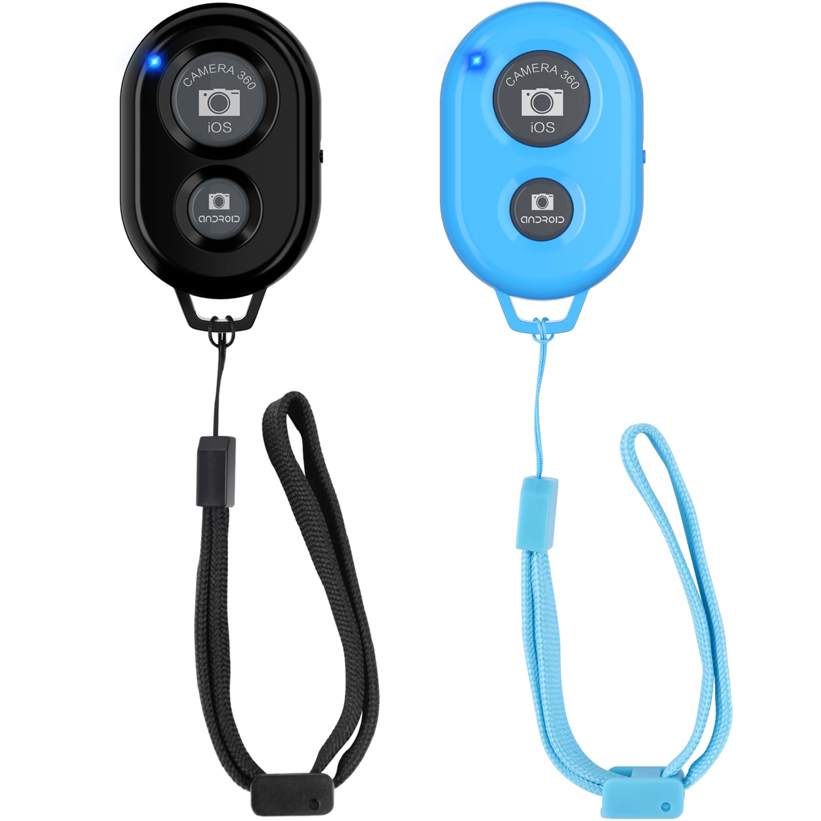 Wireless Camera Remote Shutter for Smartphones (2 Pack), Zttopo Wireless Phone Camera Remote Control Compatible with iPhone/Android Cell Phone - Wrist Strap Included Black&Blue