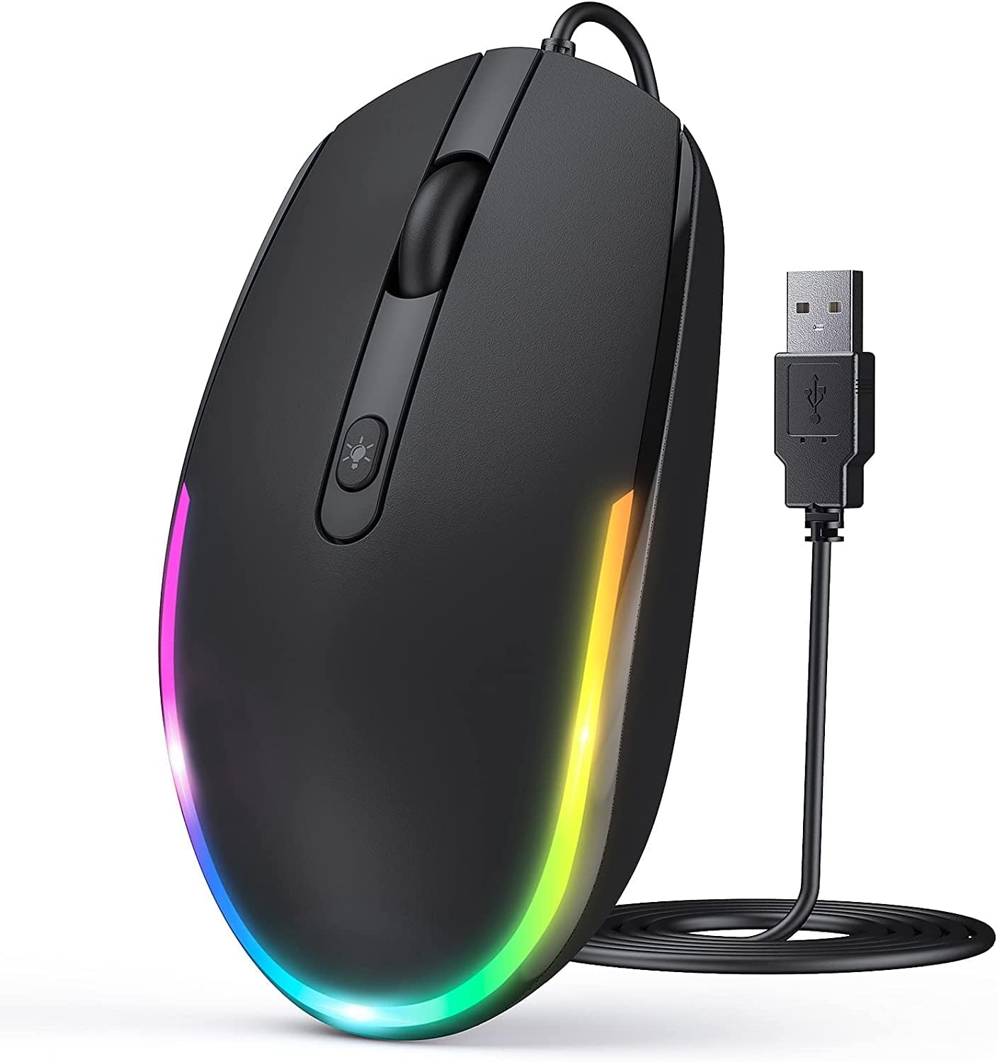 Photo 1 of seenda Wired Mouse - USB Computer Mouse Wired with RGB Backlit Optical LED Mouse with Attached USB Cord for Laptops Notebooks Chromebook - Black