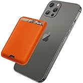 iLodn Magnetic Wallet Compatible with MagSafe for iPhone 17 16 15 14 13 12 Pro Max Air Plus Model, Mag 3 Safe Card Holder Stick on Accessories for Apple Cell Phone & Case, Orange