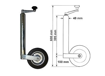 362kg - DM 48mm Vollgummi Anhänger Stützrad mit Stahlfelge