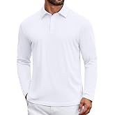 COOFANDY Mens Polo Shirts Long Sleeve UPF 50+ Moisture Wicking Golf Shirt | 3 Button Lightweight Collared Shirts, Shape Retaining, Classic Basic Polos, Ideal for Golf, Tennis and Daily Casual Wear