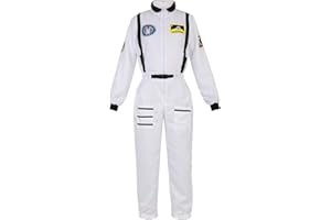 Lehauya Womens Astronaut Costume Adult Astronaut Suit Flight Jumpsuit Cosplay Dress Up Costume