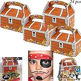 Adorox 24 Pack Treasure Chest Treat Boxes Pirate Birthday Party Favor Goodies