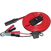 SPARKING 10FT 12V Battery Alligator Clip to SAE 2Pin Quick Disconnect Cable SAE to Battery Clamp-On Cable 15A Fuse (10FT)