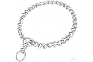 BBMMAYY Chain Dog Choker Collar for Large Dogs, Metal Slip Link Training Heavy Duty Dog Choke Collar Martingale Puppy Collars for Small Medium Large Big XL Breed Dogs (Silver, L)