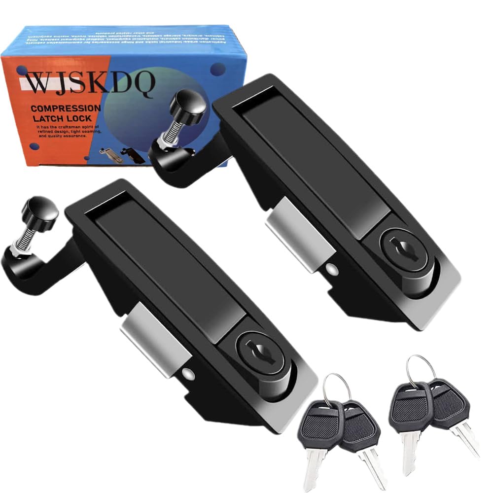 Photo 1 of WJSKDQ 2PCS Compression Latch Lock Powder Coated Zinc Alloy Adjustable Lever Hand Operated Flush Lever Marine Applicable Door Thickness: 0.04"-0.94" Grip Range