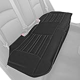 Motor Trend Black Universal Car Seat Cushion, Rear Bench Seat – Padded Luxury Cover with Non-Slip Bottom & Storage Pockets, F