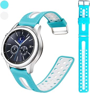 Amazon Com Nigaee Compatible With Samsung Galaxy Watch Active Active 2 Galaxy Watch 42mm Bands 20mm Silicone Watch Band Quick Release Strap Replacement For Gear Sport Smartwatch Women Men Blue White Electronics