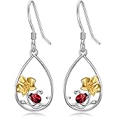 MISTBEE Hummingbird/Frog/Guinea Pig/Panda/Squirrel/Butterfly/Elephant/Snail Mushroom/Axolotl/Highland Cow/Owl Earrings 925 Sterling Silver Animals Dangle Drop Earrings For Women Girls Gifts