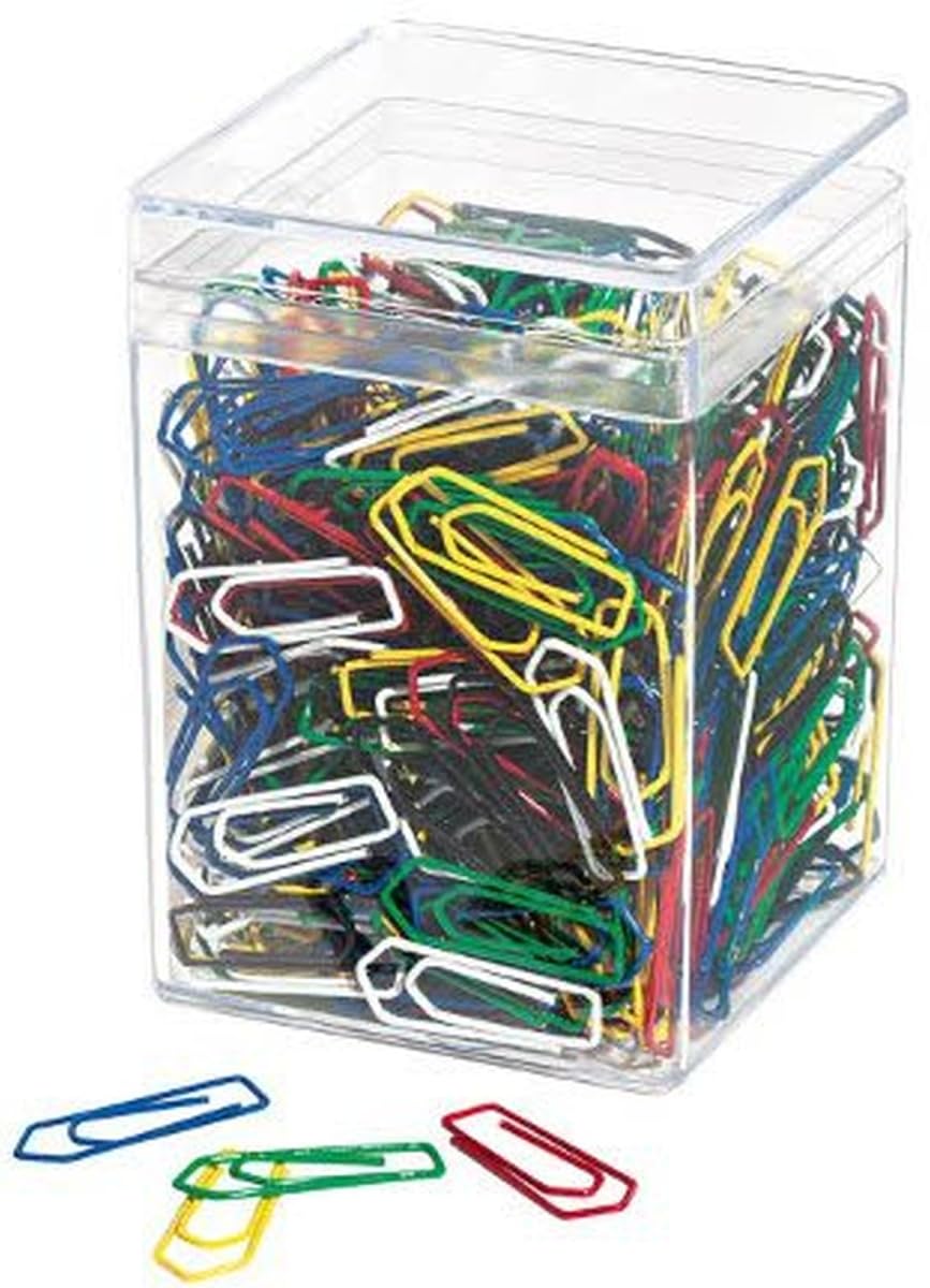 Wedo 90050099 Paperclips Metal 26 mm (Coated), Pack of 500 Assorted Colours