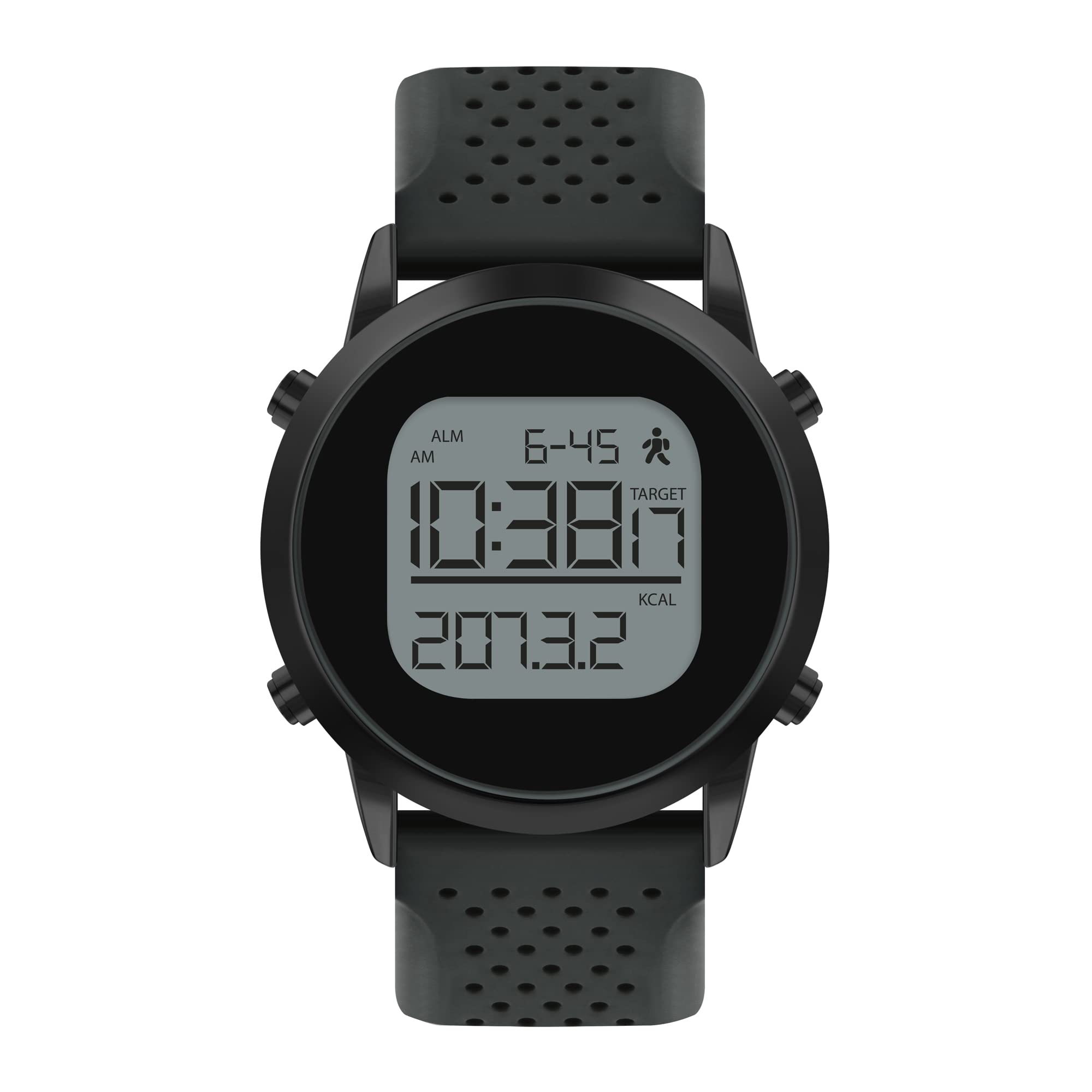 Spirit Gents Black Silicone Pedometer Digital Strap Watch ASP52