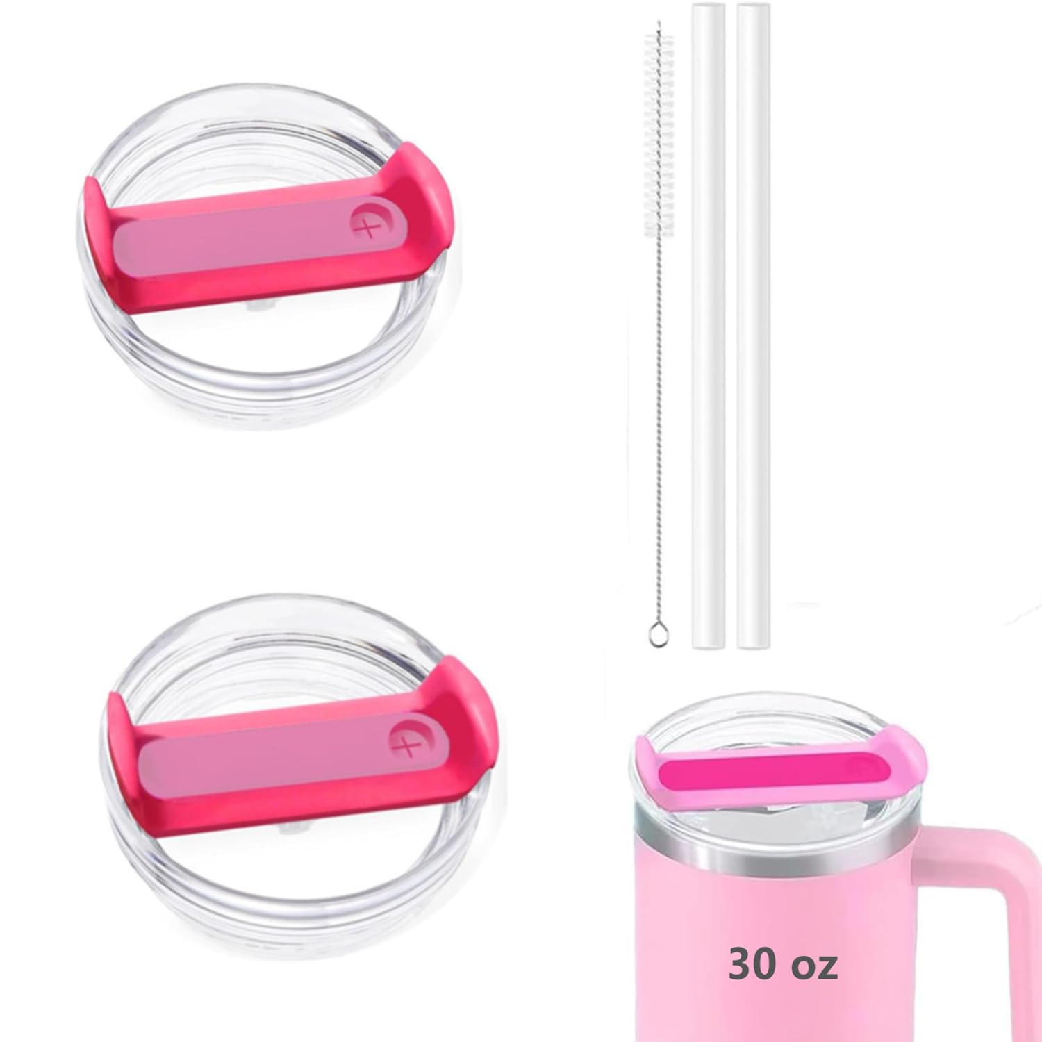 Photo 1 of 2 Pack 30 oz Tumbler Lid Replacement Fit for Stanley Cup, Replacement Lids Fit for Stanley Travel Tumbler, Spill Proof Tumbler Covers for Stanley Cup Accessories (Hot Pink)