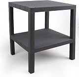 DIVCHI 2 Tier Side End Table Grey 38 x 45 cm Nightstand Coffee Sofa Table