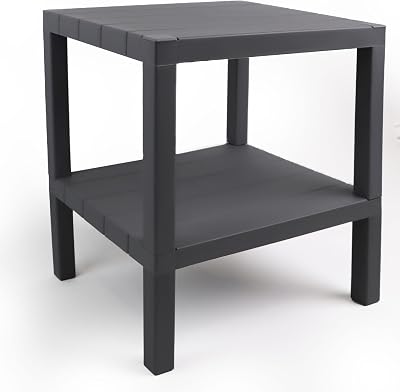 DIVCHI 2 Tier Side End Table Grey 38 x 45 cm Nightstand Coffee Sofa Table