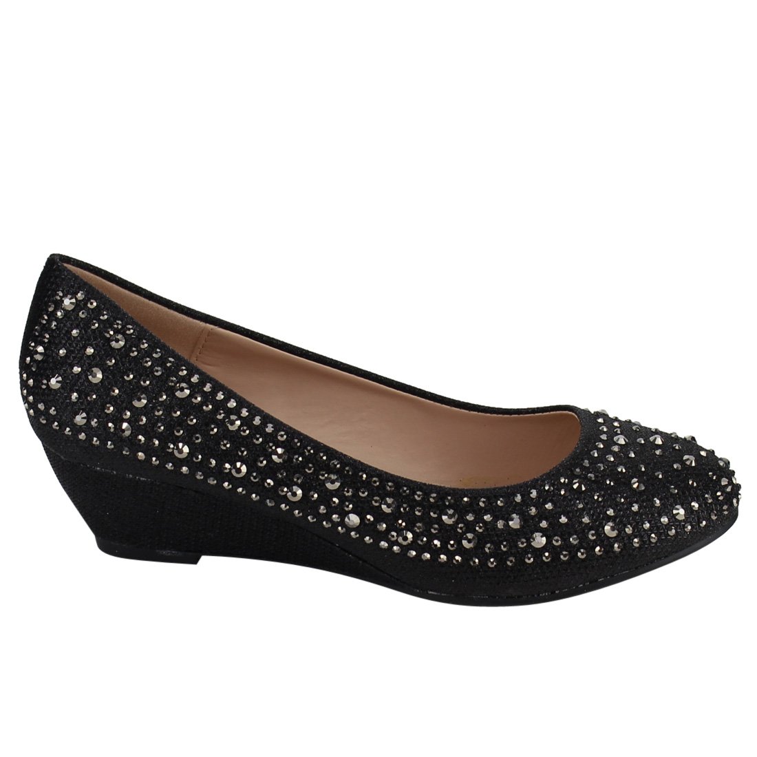 Forever Womens Low Wedge Heel Closed Toe Wedding Party Dress Sandals Shoes-2,Black,7.5 - Image 3