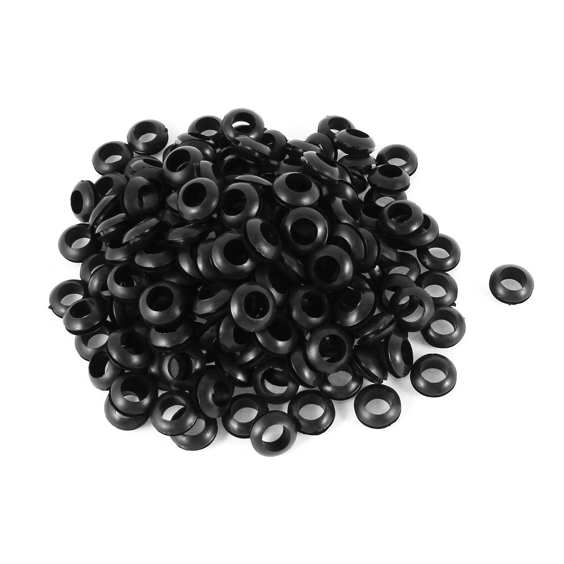 Sourcingmap 200pcs Black Rubber Wiring Grommets Ring Cable Protector 10mm x 16mm