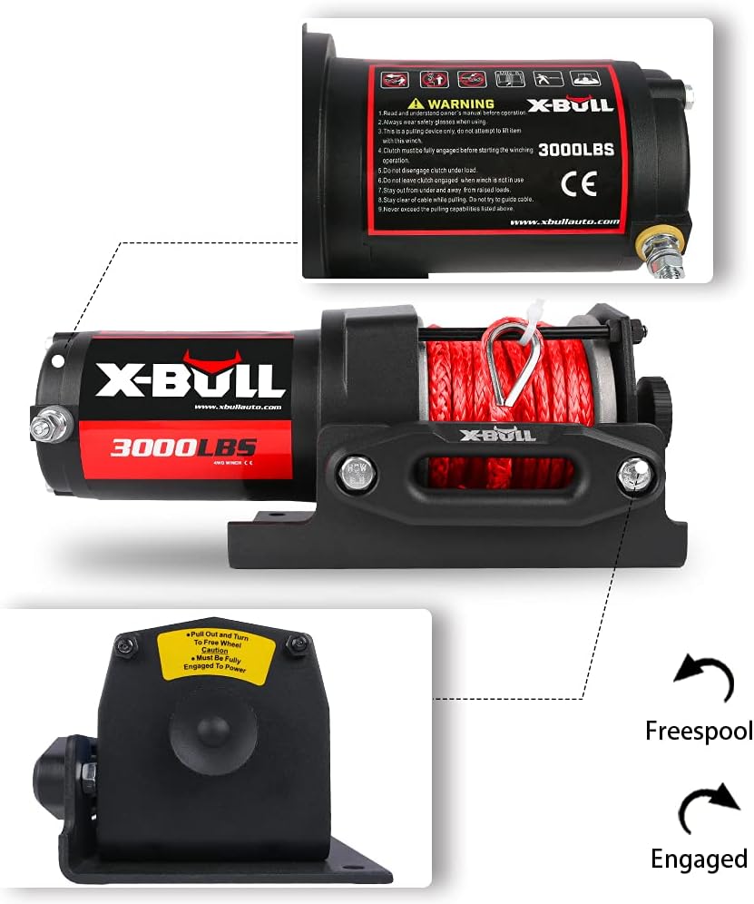 X-BULL 12V 3000LBS Synthetic Rope Electric Winch for Towing ATV/UTV Off Road with Mounting Bracket Wireless Remote New: Automotive