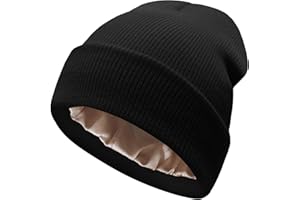 JYxingchi Satin Lined Beanie for Women Men Winter Warm Soft Lining Cuffed Knit Hats Silk Lined Beanie for Women Men