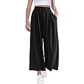 ZJCT Wide Leg Palazzo Pants for Women Summer Beach Pants Flowy Loose Casual Lounge Pajama Yoga Pants with Pockets