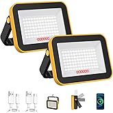 T-SUN Rechargeable Work Light, Portable Flood Light for Outside, Cordless LED Work Light with Tripod Hole, Waterproof Trouble Light USB Powered for Camping Fishing Car Repaire Job Site, 2 Packs