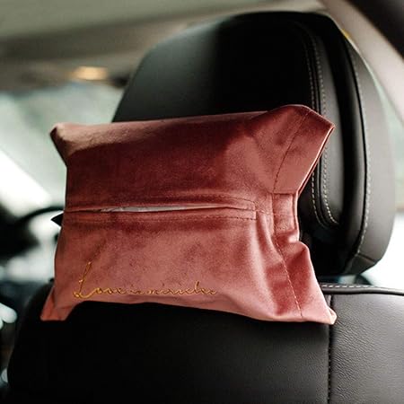 Amazon 車用 ティッシュケース 車のティッシュケース ホルダーペーパータオルバッグカバー ティッシュペーパーホルダー布布ティッシュボックス カバー車用ナプキンホルダー フクシア 車用ティッシュカバー ボックス 車 バイク