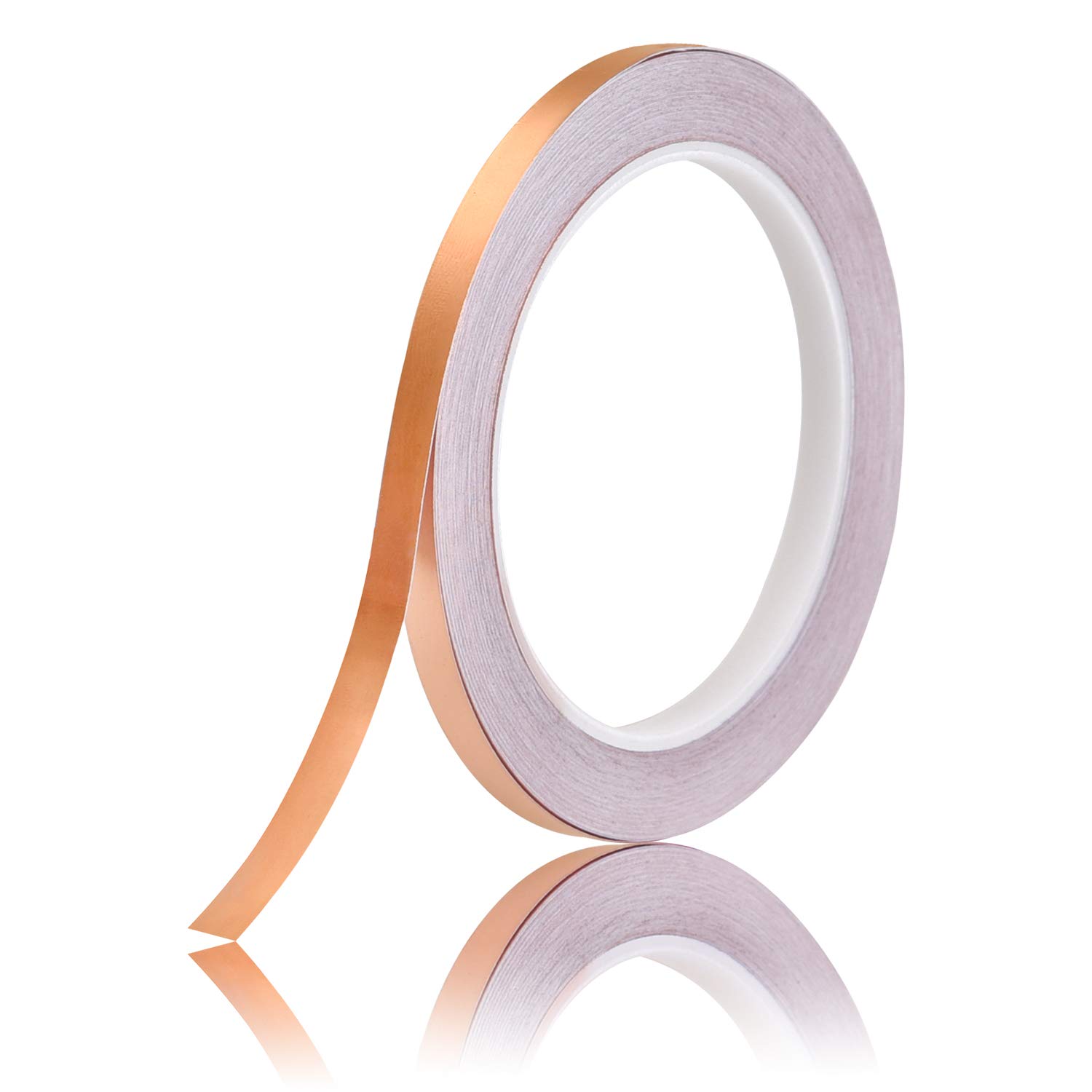 FEPITO Copper Foil Tape (0.24inch x 66ft) for Guitar, Slug Repellent, Stained Glass, Crafts, Electrical Repairs, Grounding-Conductive Adhesive